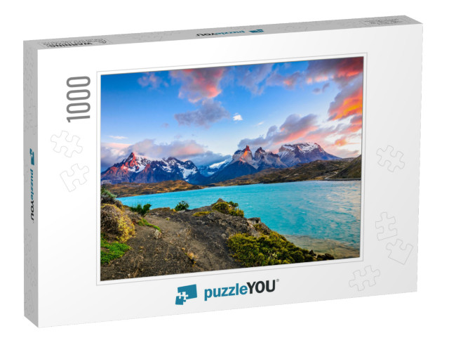 Torres Del Paine Over the Pehoe Lake, Patagonia, Chile -... Jigsaw Puzzle with 1000 pieces