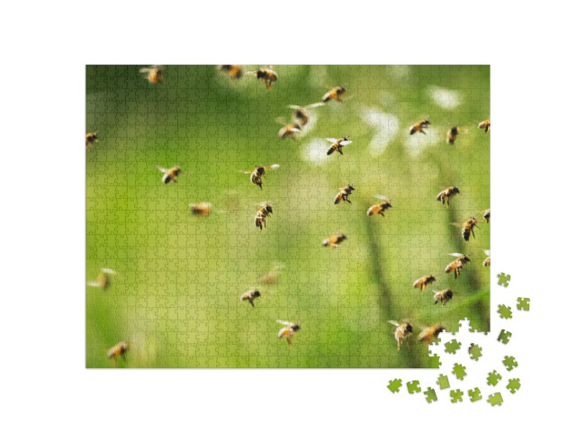 Swarm of Bees in Flight on a Nice Sunny Day... Jigsaw Puzzle with 1000 pieces