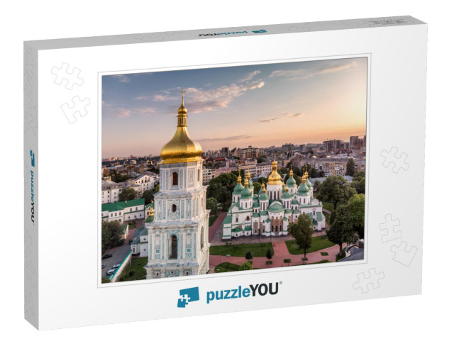 Bell Tower & Saint Sophias Cathedral Shot At Dusk Kiev, U... Jigsaw Puzzle