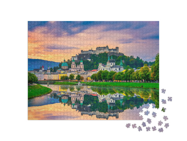 Salzburg Sunrise Skyline with Festung Hohensalzburg Fortr... Jigsaw Puzzle with 1000 pieces