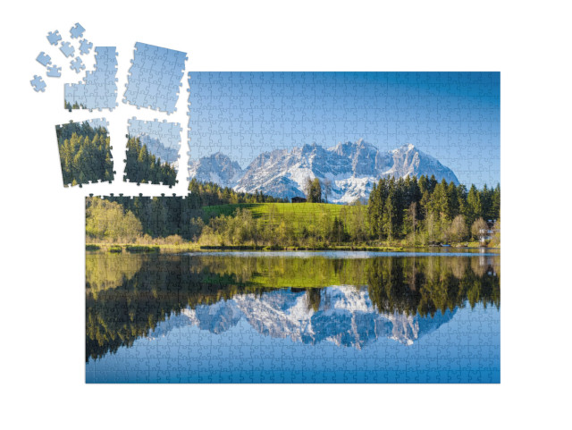 Idyllic Alpine Scenery, Snowy Mountains Mirroring in a Sm... | SMART SORTED® | Jigsaw Puzzle with 1000 pieces