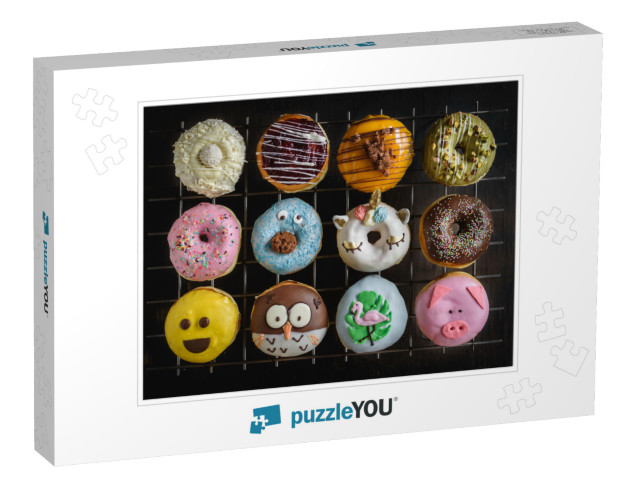 Group of Sweet Chocolate & Homemade Donuts, Selective Foc... Jigsaw Puzzle