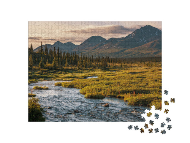 Serenity Lake in Tundra on Alaska... Jigsaw Puzzle with 1000 pieces