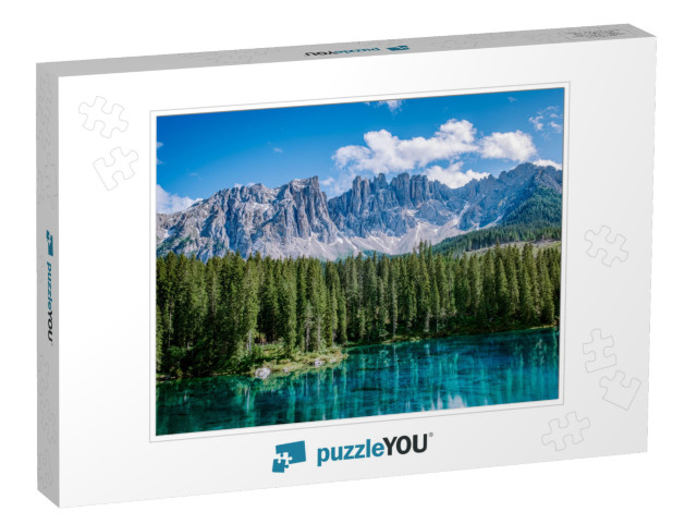 Bleu Lake in the Dolomites Italy, Carezza Lake Lago Di Ca... Jigsaw Puzzle