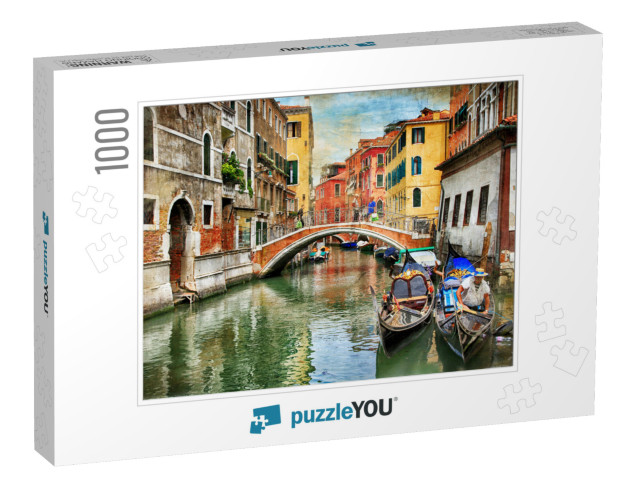 Romantic Venetian Canals - Artwork in Painting Style... Jigsaw Puzzle with 1000 pieces