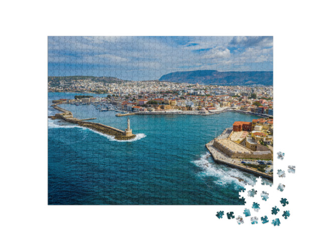 Panoramic Aerial View from Above of the City of Chania, C... Jigsaw Puzzle with 1000 pieces