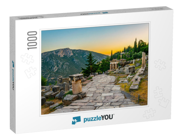 Sunset View of Athenian Treasury At the Ancient Delphi Si... Jigsaw Puzzle with 1000 pieces