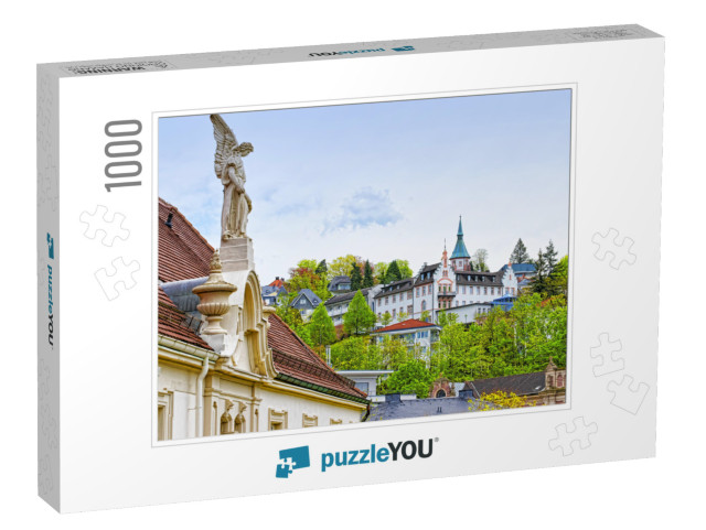 Panoramic View of Baden-Baden City & the Angel Sculpture... Jigsaw Puzzle with 1000 pieces