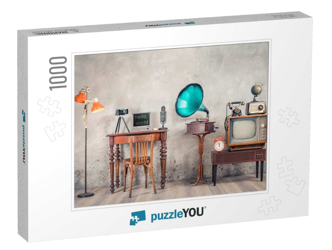 Retro Tv, Old Radio, Telephone, Alarm Clock, Globe, Gramo... Jigsaw Puzzle with 1000 pieces