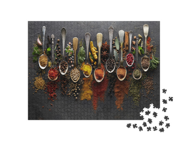 Herbs & Spices on Graphite Background... Jigsaw Puzzle with 1000 pieces