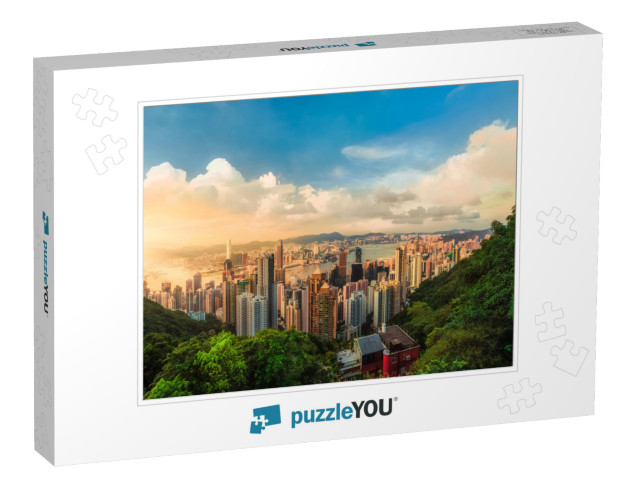 Beautiful Sunset Over the Victoria Bay in Hong Kong, Chin... Jigsaw Puzzle