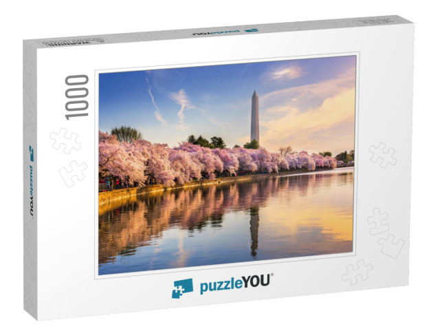 Washington Dc, USA At the Tidal Basin with Washington Monu... Jigsaw Puzzle with 1000 pieces