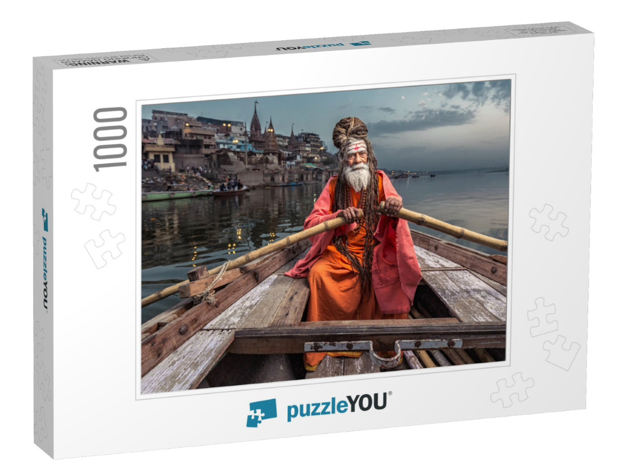 Portrait of Sadhu Baba Nondo Somendrah, Varanasi, India... Jigsaw Puzzle with 1000 pieces