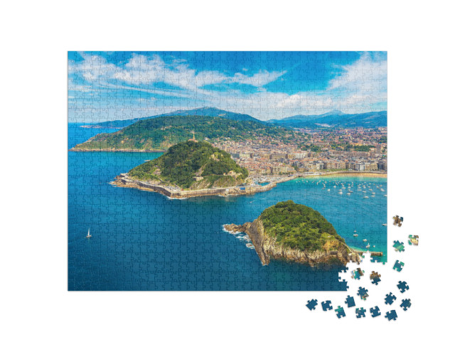 Panoramic Aerial View of San Sebastian Donostia in a Beau... Jigsaw Puzzle with 1000 pieces