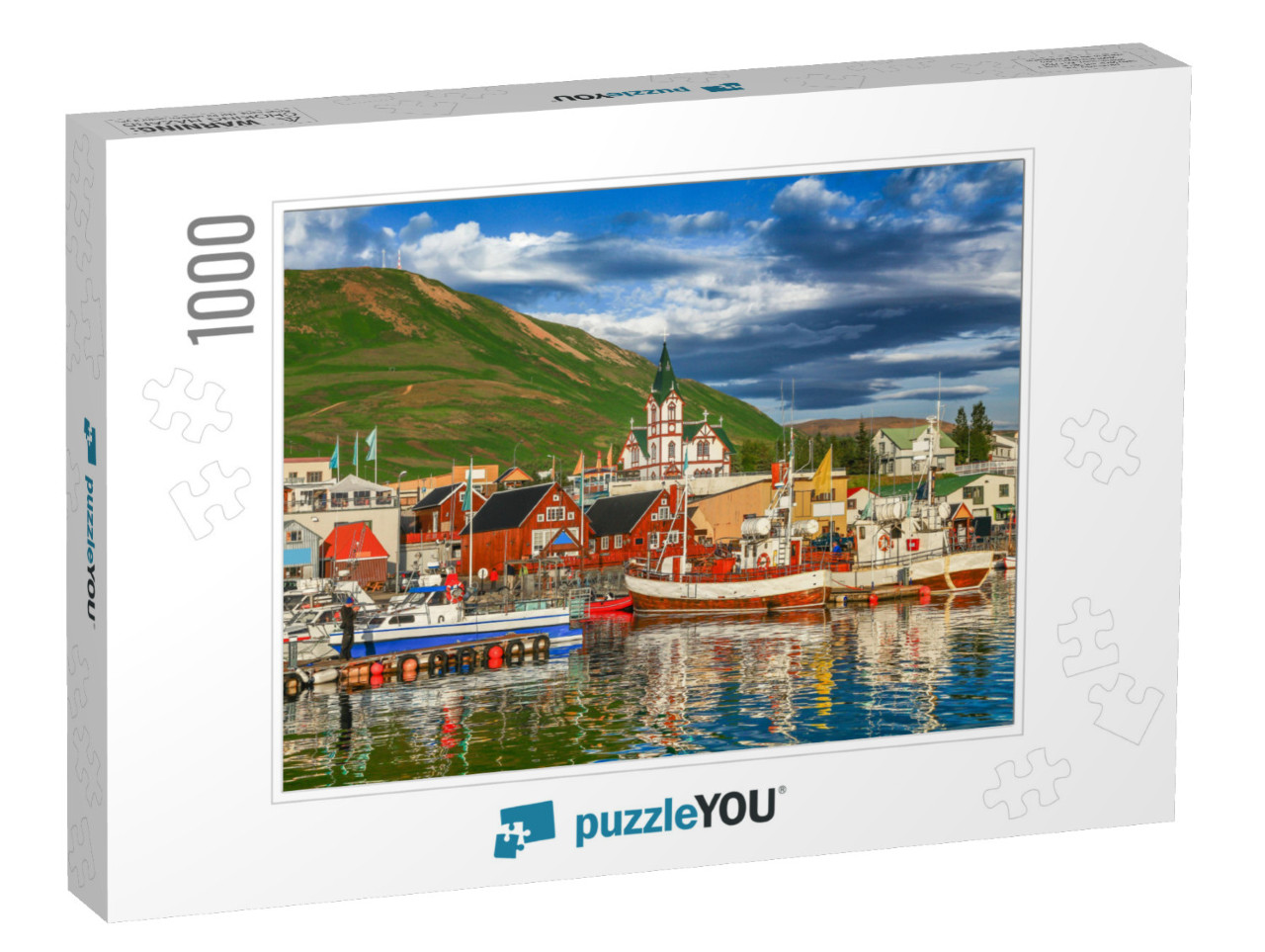 Beautiful View of the Historic Town of Husavik with Tradi... Jigsaw Puzzle with 1000 pieces