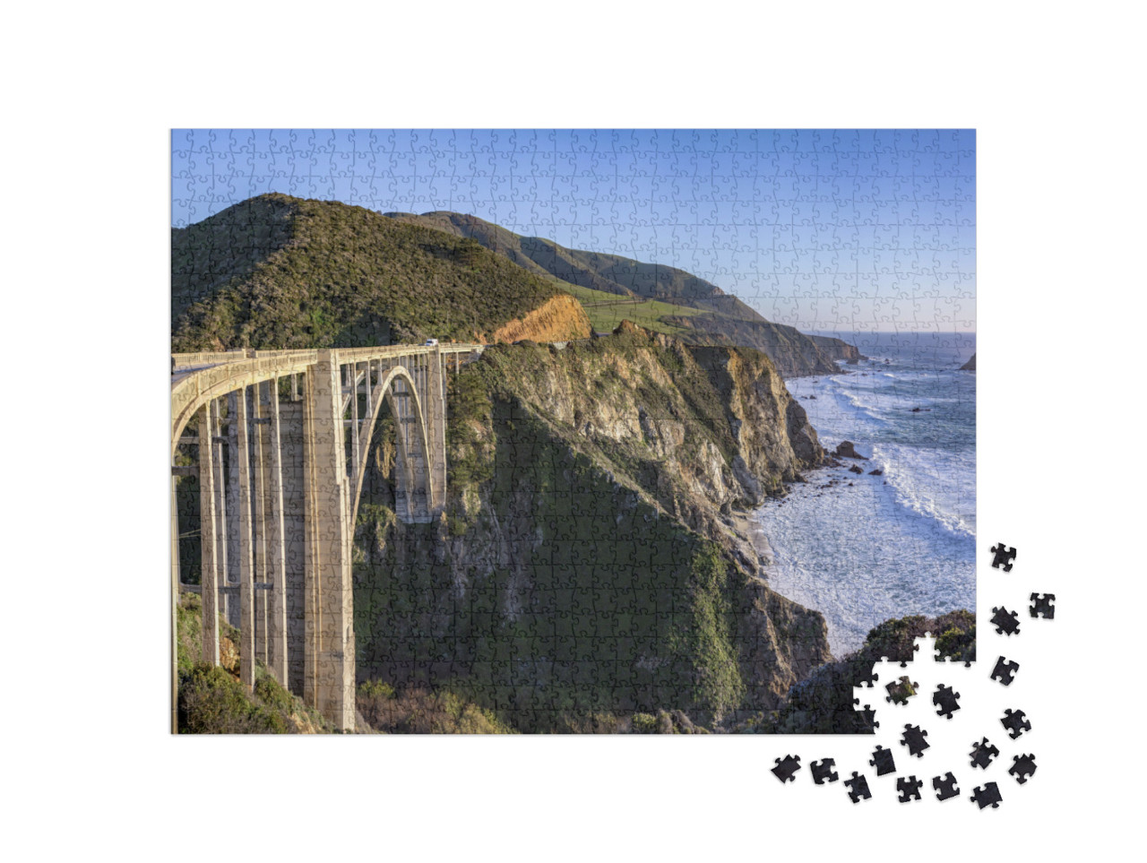 View from the Bixby Bridge Shore Line Near Big Sur... Jigsaw Puzzle with 1000 pieces