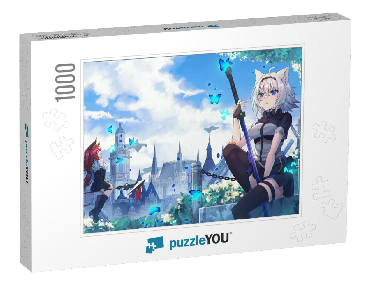 The Background of Beautiful Anime Girl Shaped Cats... Jigsaw Puzzle with 1000 pieces