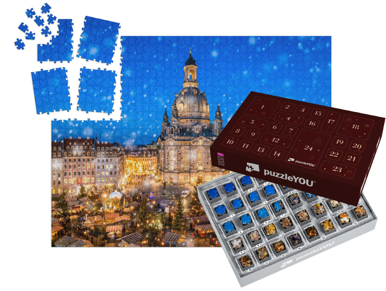 Traditional German Christmas Market in Front of the Dresd... | Jigsaw Puzzle Advent Calendar