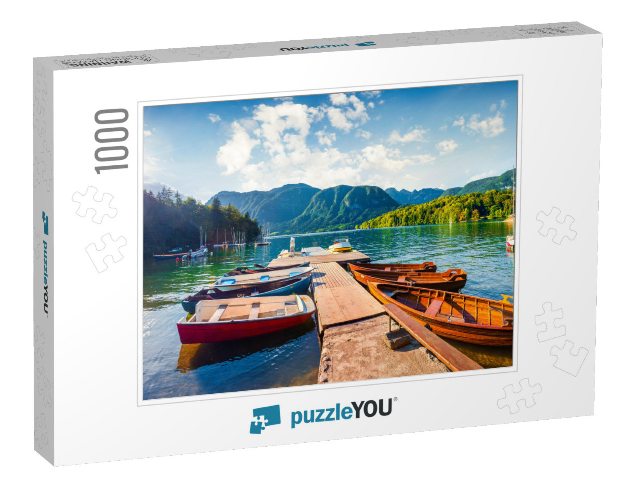 Colorful Summer Panorama of the Bohinj Lake. Picturesque... Jigsaw Puzzle with 1000 pieces