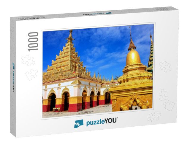 Mahamuni Pagoda on a Blue Sky Day in Mandalay, Myanmar. M... Jigsaw Puzzle with 1000 pieces