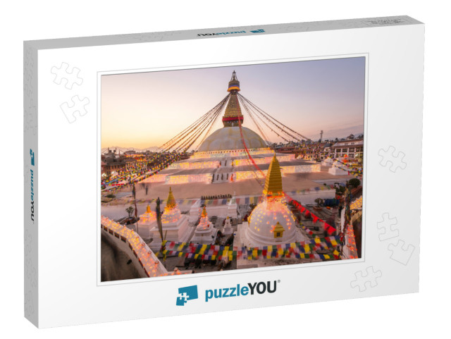 The Boudhanath Temple with Light in Sunset... Jigsaw Puzzle
