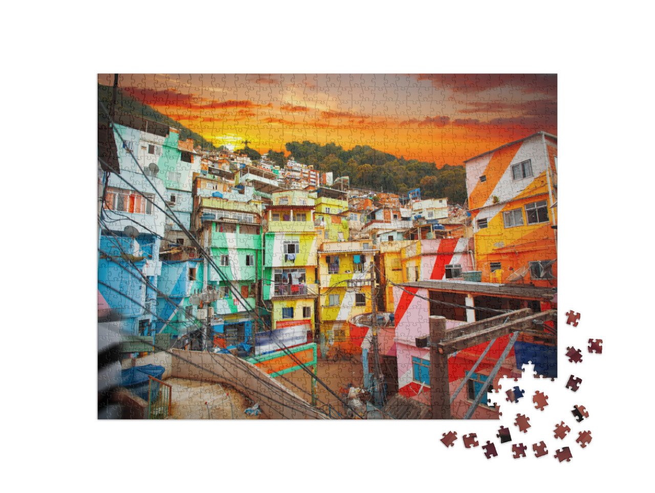 Rio De Janeiro Downtown & Favela. Brazil... Jigsaw Puzzle with 1000 pieces