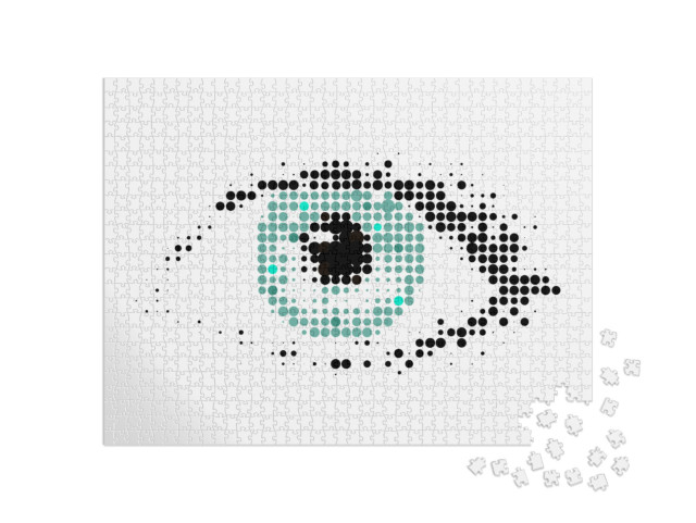 The Human Eye, a Drawing in a Modern Halftone Style. Flat... Jigsaw Puzzle with 1000 pieces