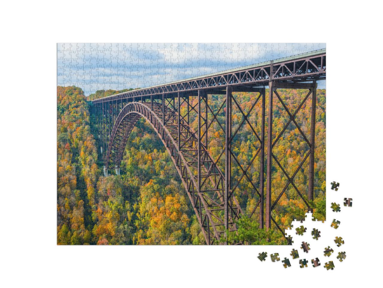 New River Gorge, West Virginia, USA with the Bridge in Aut... Jigsaw Puzzle with 1000 pieces