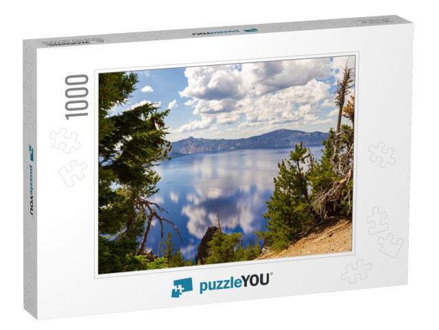 Crater Lake National Park Oregon Usa, Lake with Cloud Ref... Jigsaw Puzzle with 1000 pieces