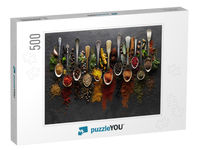 Herbs & Spices on Graphite Background... Jigsaw Puzzle with 500 pieces