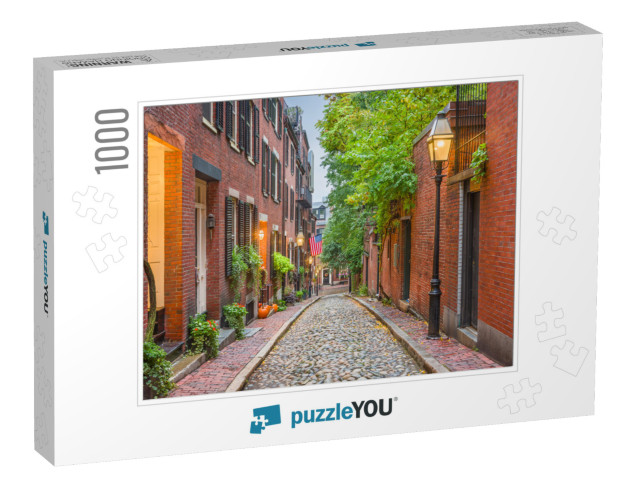 Acorn Street in Boston, Massachusetts, Usa... Jigsaw Puzzle with 1000 pieces