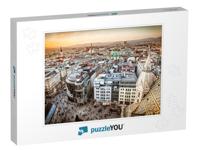 Vienna At Sunset, Aerial View from Above the City... Jigsaw Puzzle