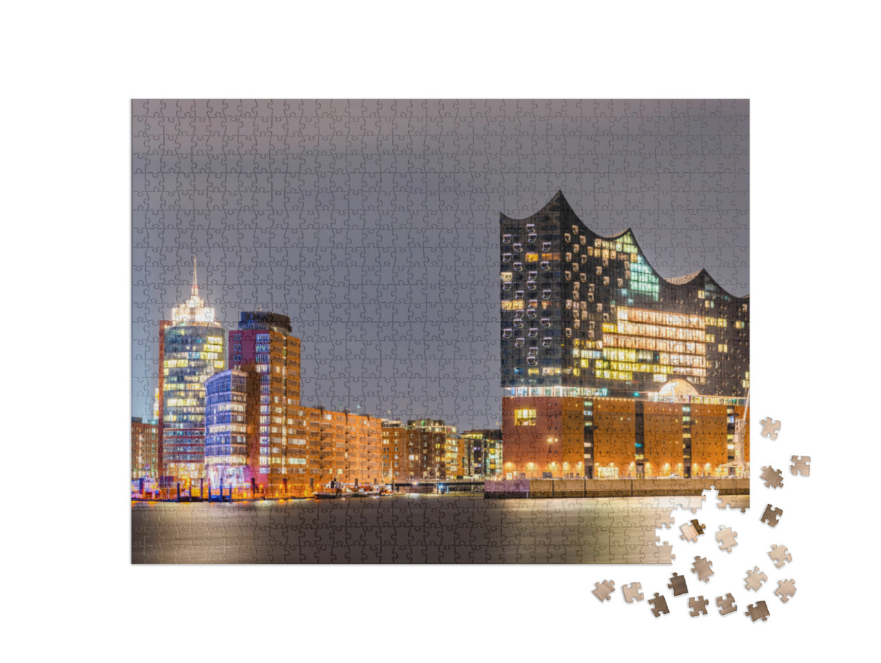 The Famous Elbphilharmonie & Hamburg Harbor At Night... Jigsaw Puzzle with 1000 pieces