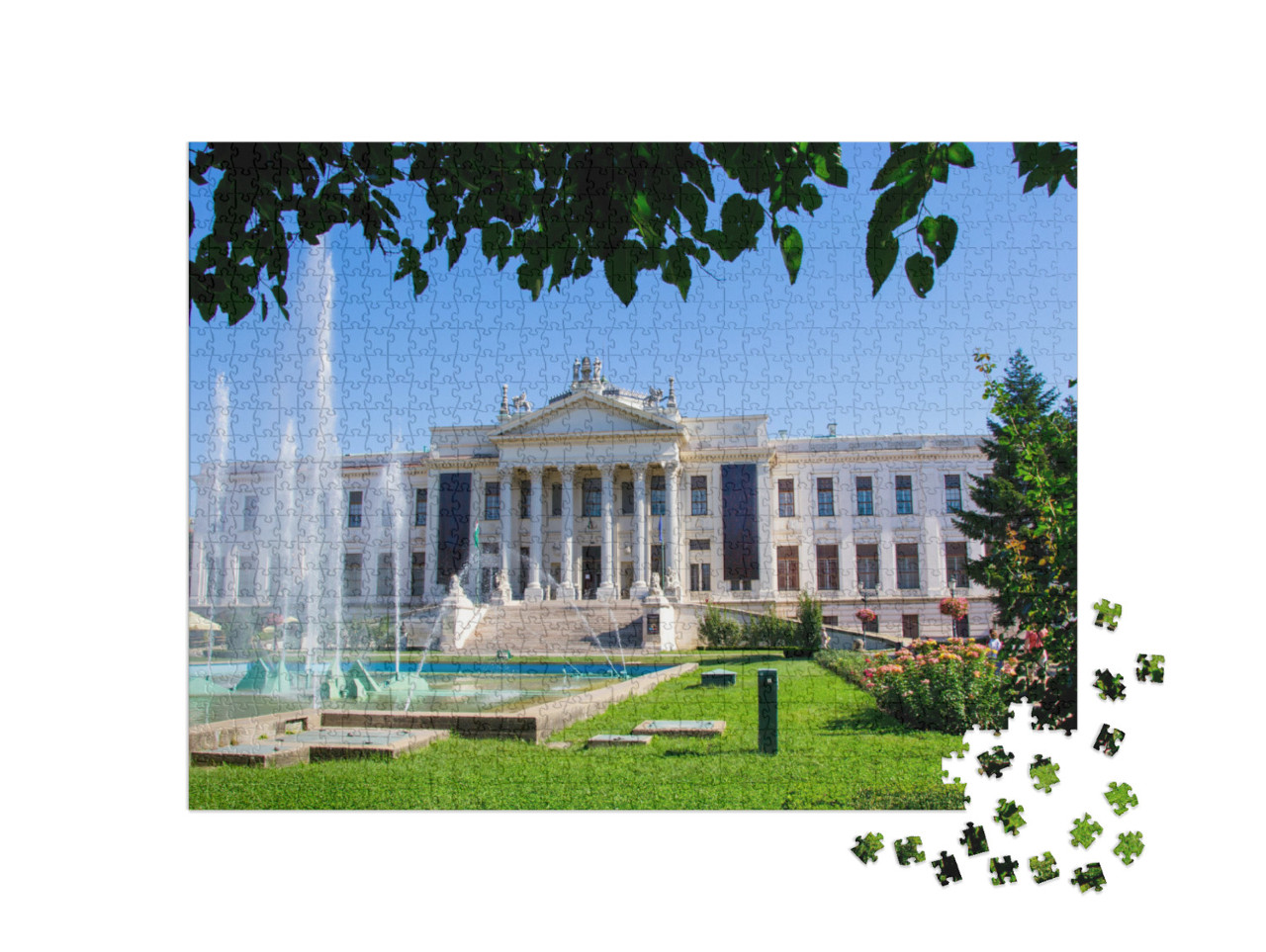 The Beautiful Blossoming Rose Garden, the Water Splashes... Jigsaw Puzzle with 1000 pieces