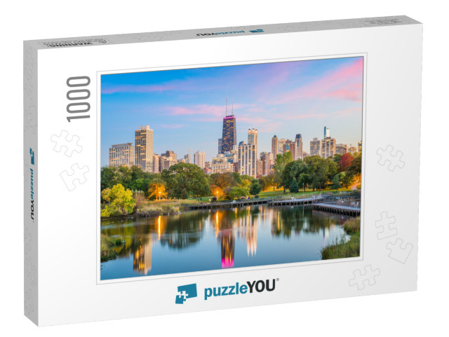 Chicago, Illinois, USA Downtown Skyline from Lincoln Park... Jigsaw Puzzle with 1000 pieces