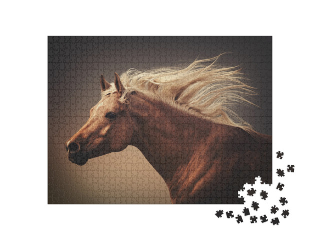 Beautiful Horse Action Portrait in Dust... Jigsaw Puzzle with 1000 pieces