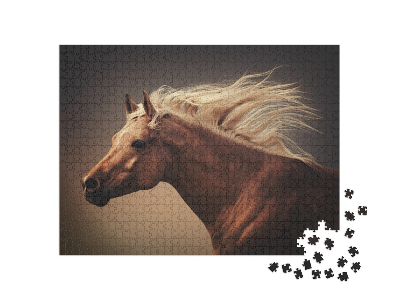 Beautiful Horse Action Portrait in Dust... Jigsaw Puzzle with 1000 pieces