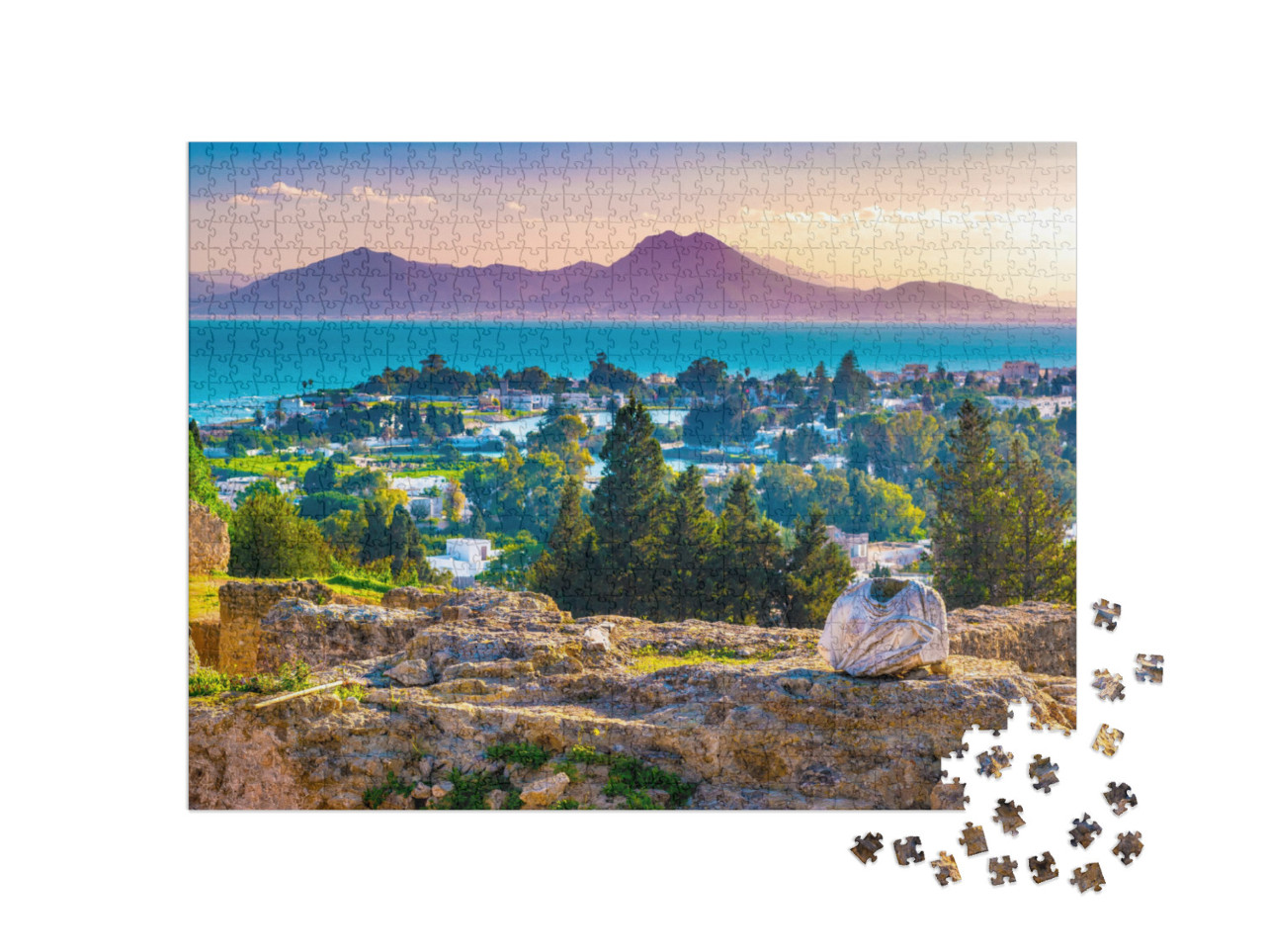 View from Hill Byrsa with Ancient Remains of Carthage & L... Jigsaw Puzzle with 1000 pieces