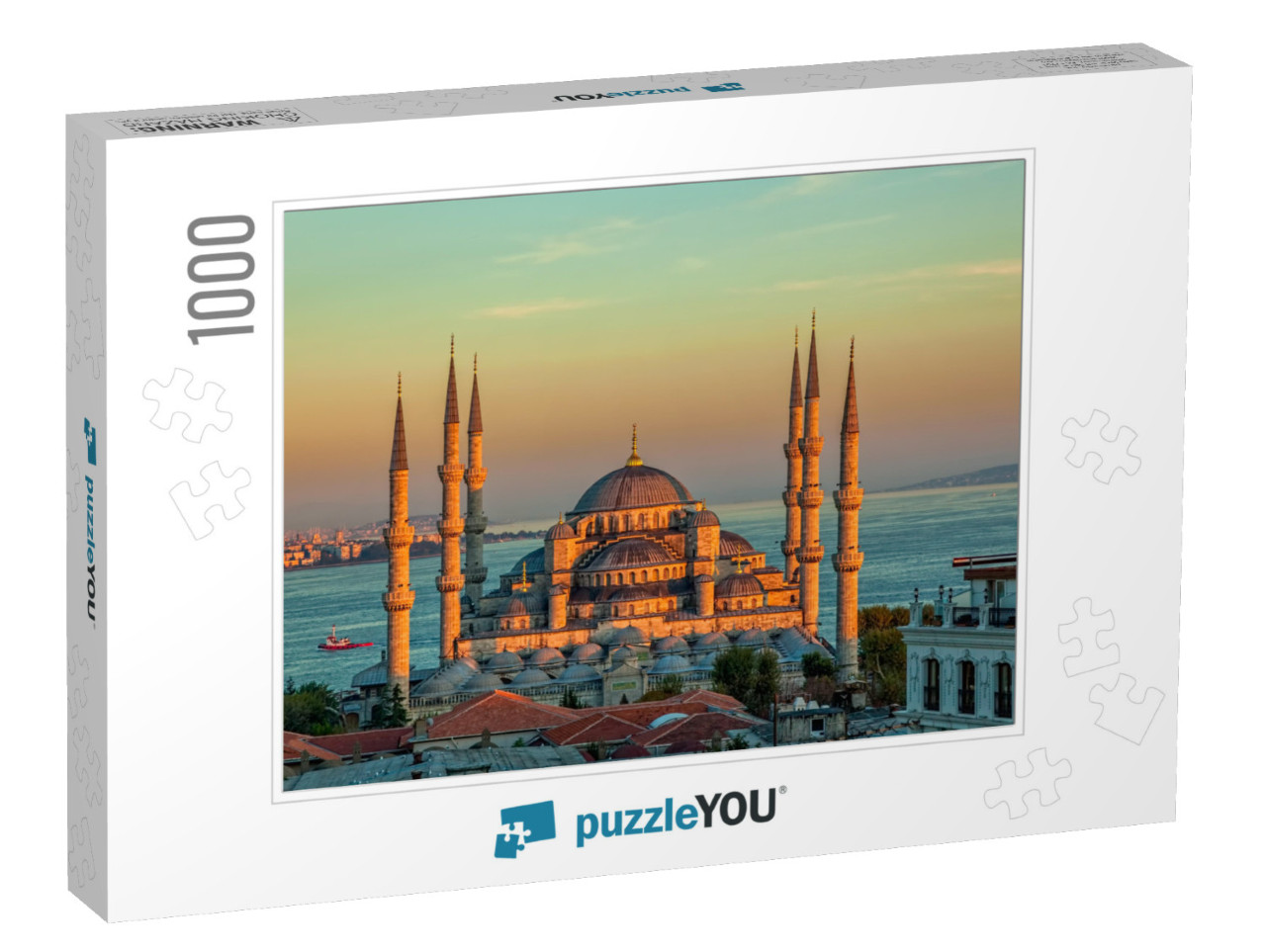 Blue Mosque in Glorious Sunset, Istanbul, Sultanahmet Par... Jigsaw Puzzle with 1000 pieces