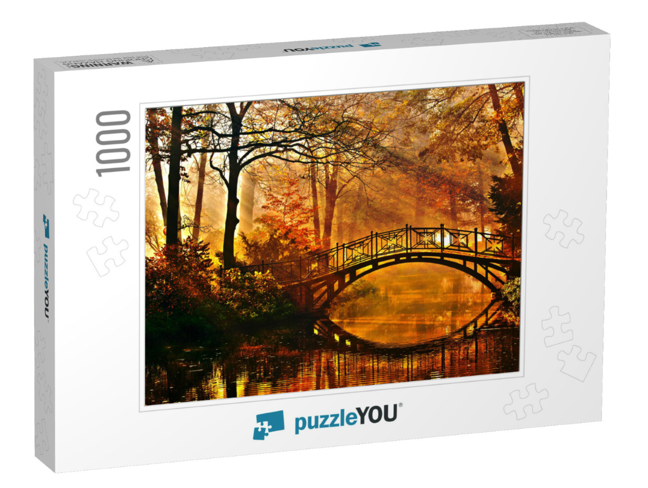 Autumn - Old Bridge in Autumn Misty Park... Jigsaw Puzzle with 1000 pieces